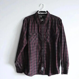 Denim Voltage Men's Large Purple Buttoned Long Sleeve Plaid Casual Stretch Shirt